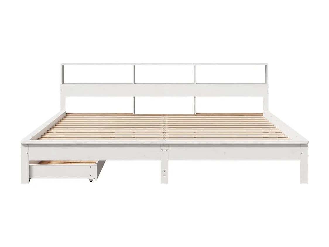 Bed met boekenkast zonder matras grenenhout wit 180x200 cm