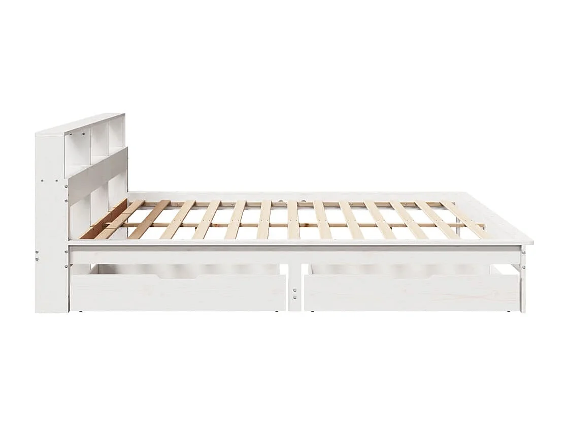 Bed met boekenkast zonder matras grenenhout wit 180x200 cm