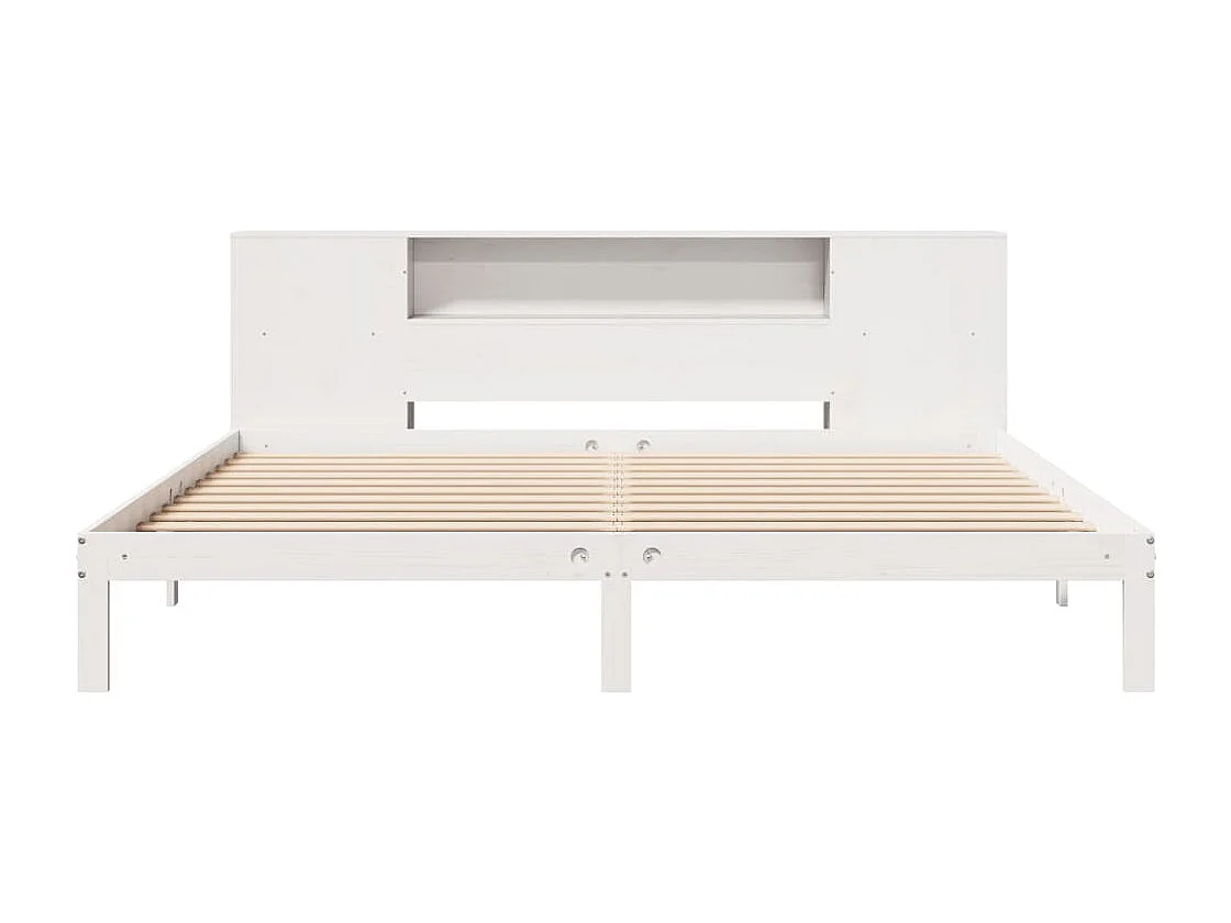 Cama com estante sem colchão 180x200 cm pinho maciço branco