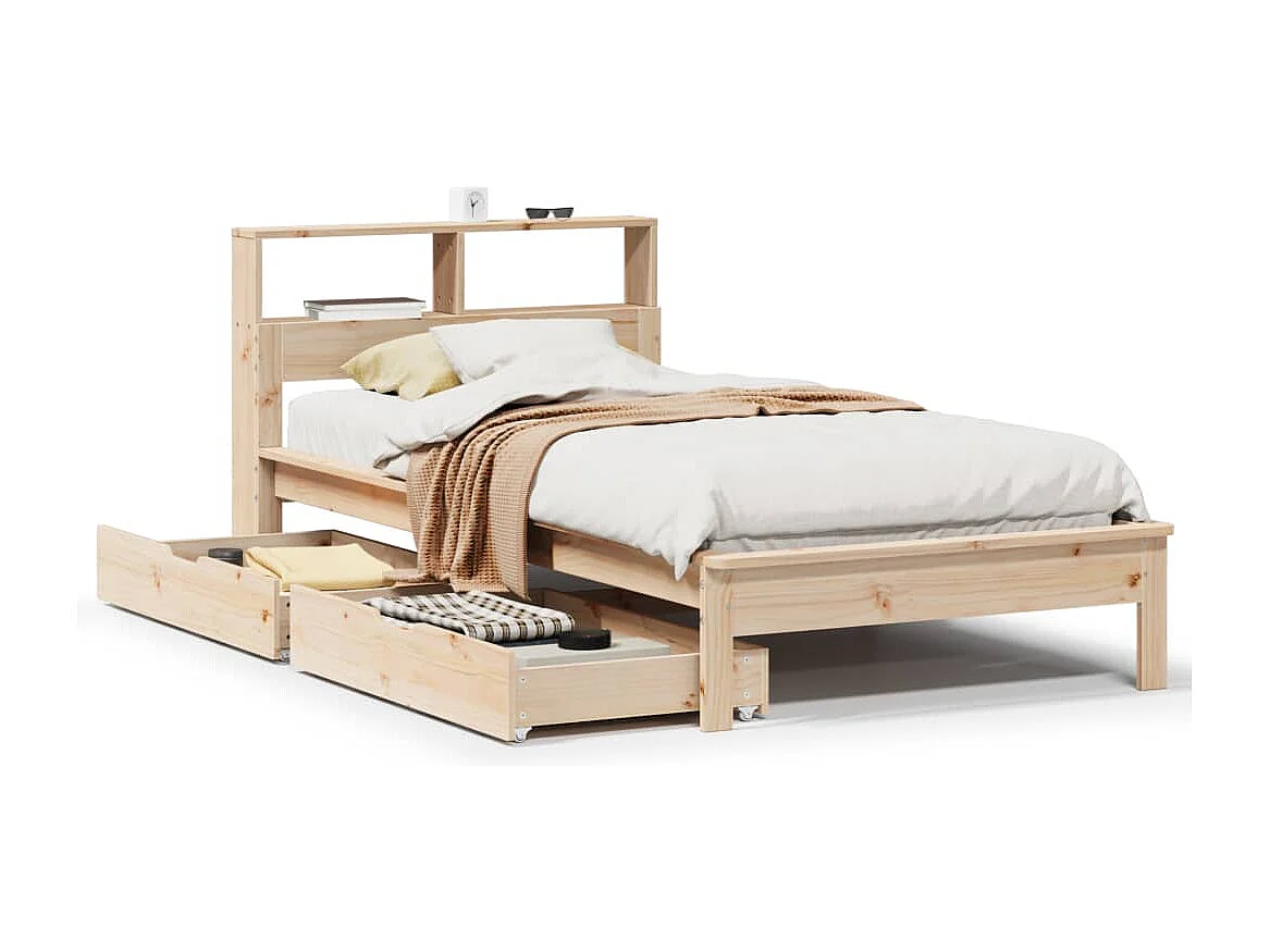 Cama com estante sem colchão 90x200 cm pinho maciço