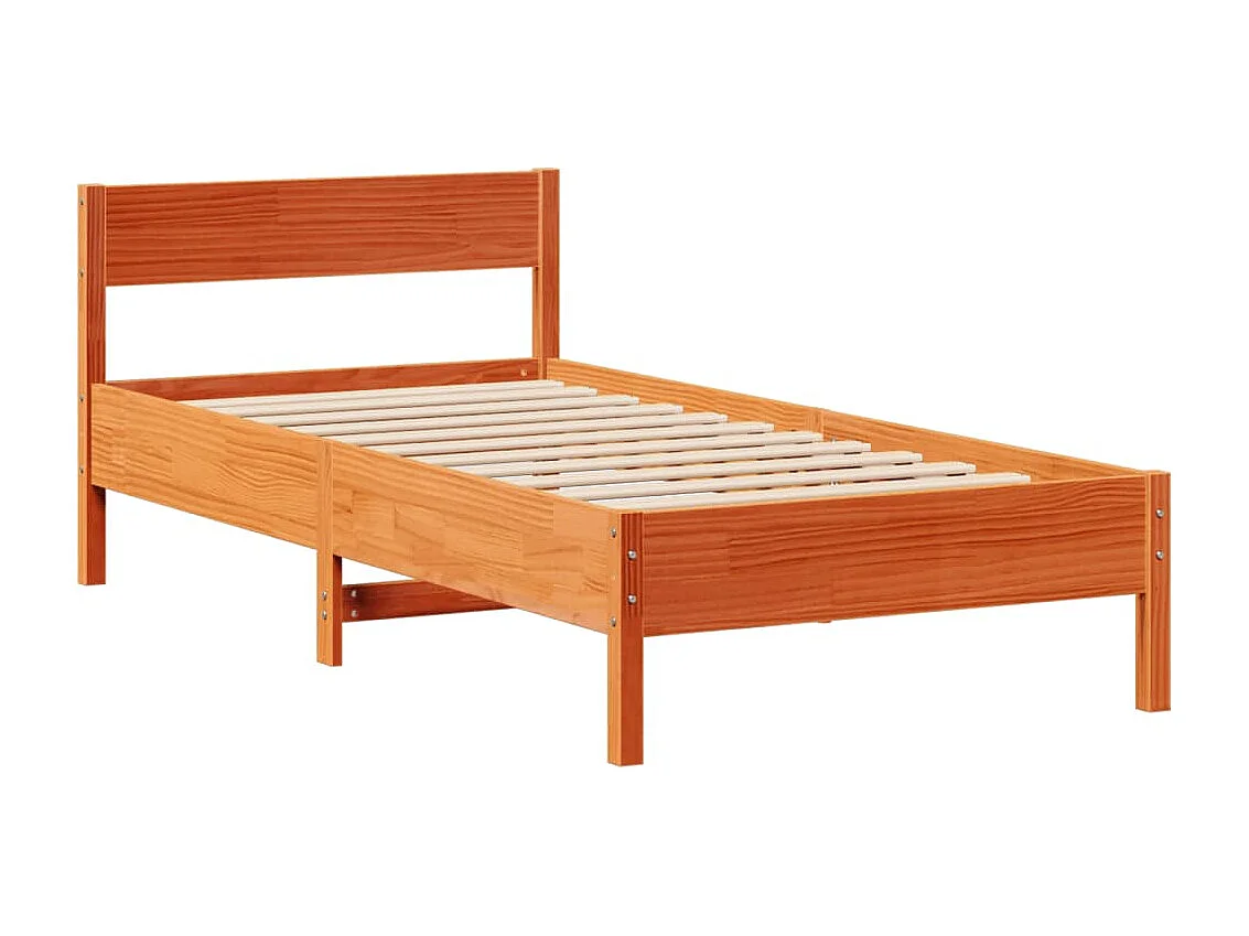Cama com estante sem colchão 90x190cm pinho maciço castanho-mel
