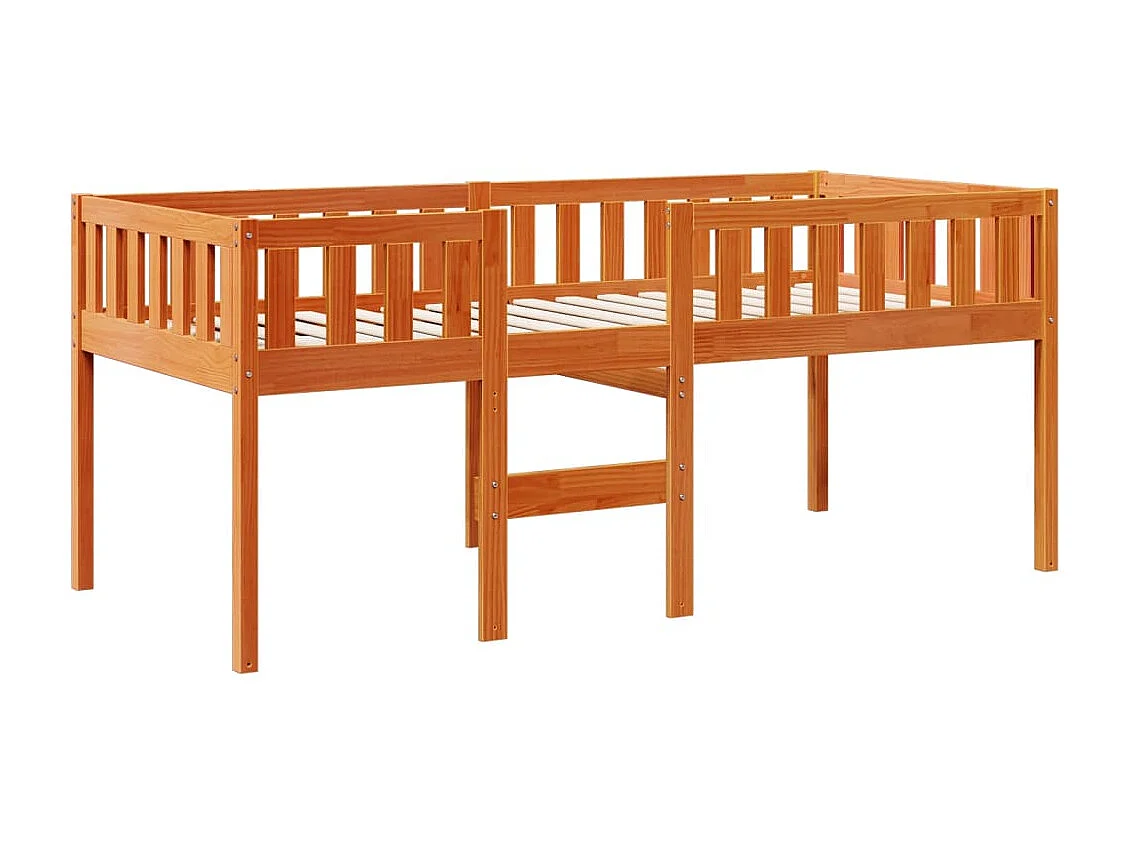 Cama de niños sin colchón madera maciza pino marrón 80x200 cm