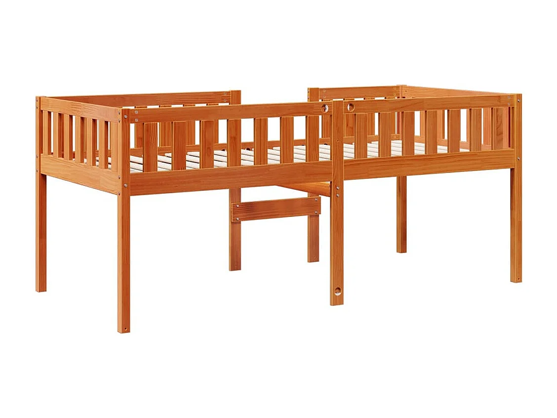 Cama de niños sin colchón madera maciza pino marrón 80x200 cm