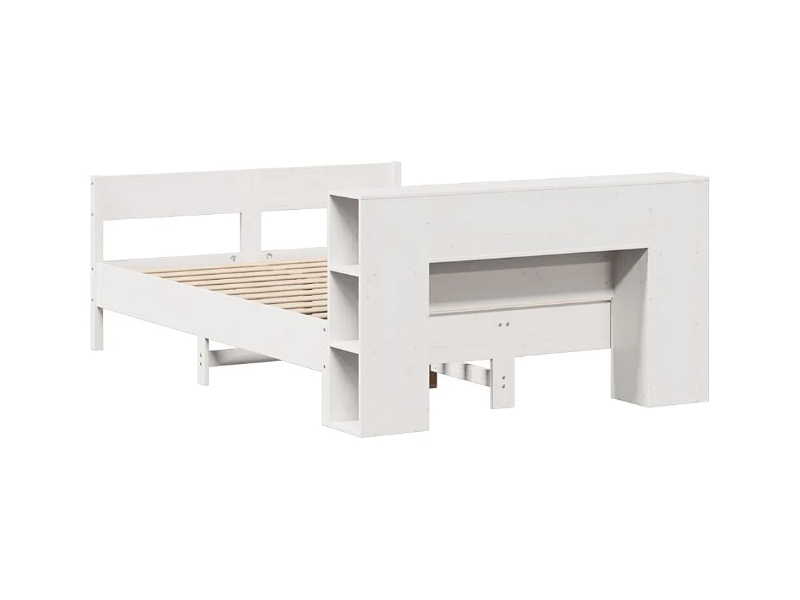Bed met boekenkast zonder matras grenenhout wit 120x190 cm