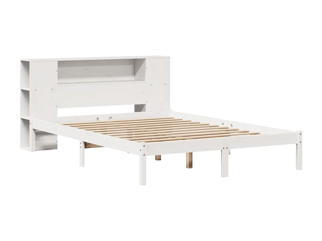 Bed met boekenkastukkenzonder matras grenenhout wit 120x200 cm