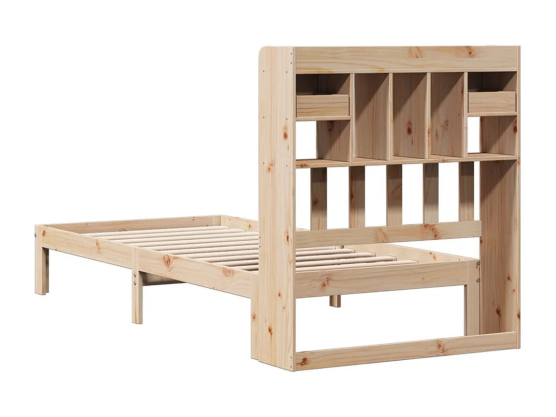 Cama con estantería sin colchón madera maciza de pino 75x190 cm