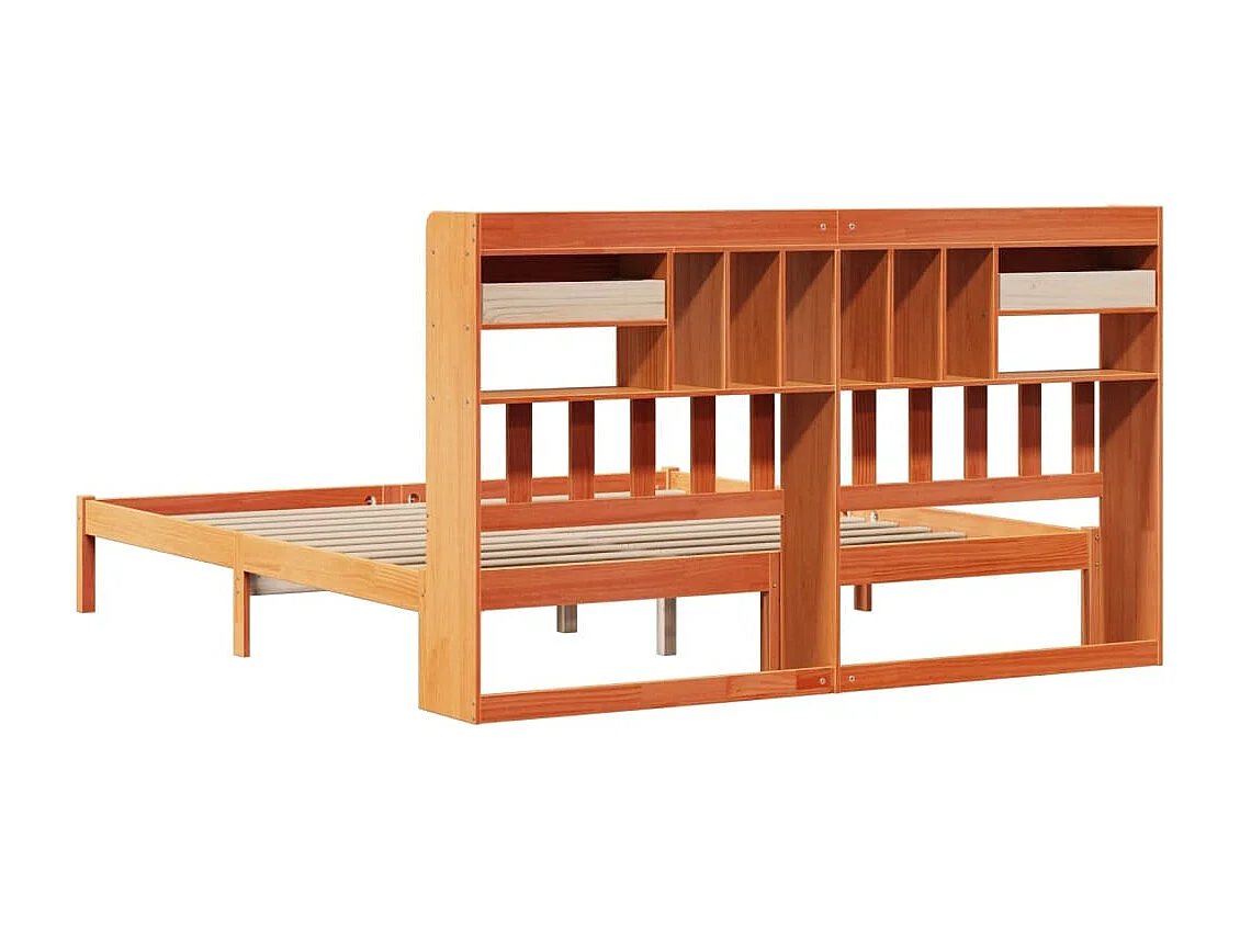 Cama com estante sem colchão 200x200 cm pinho maciço