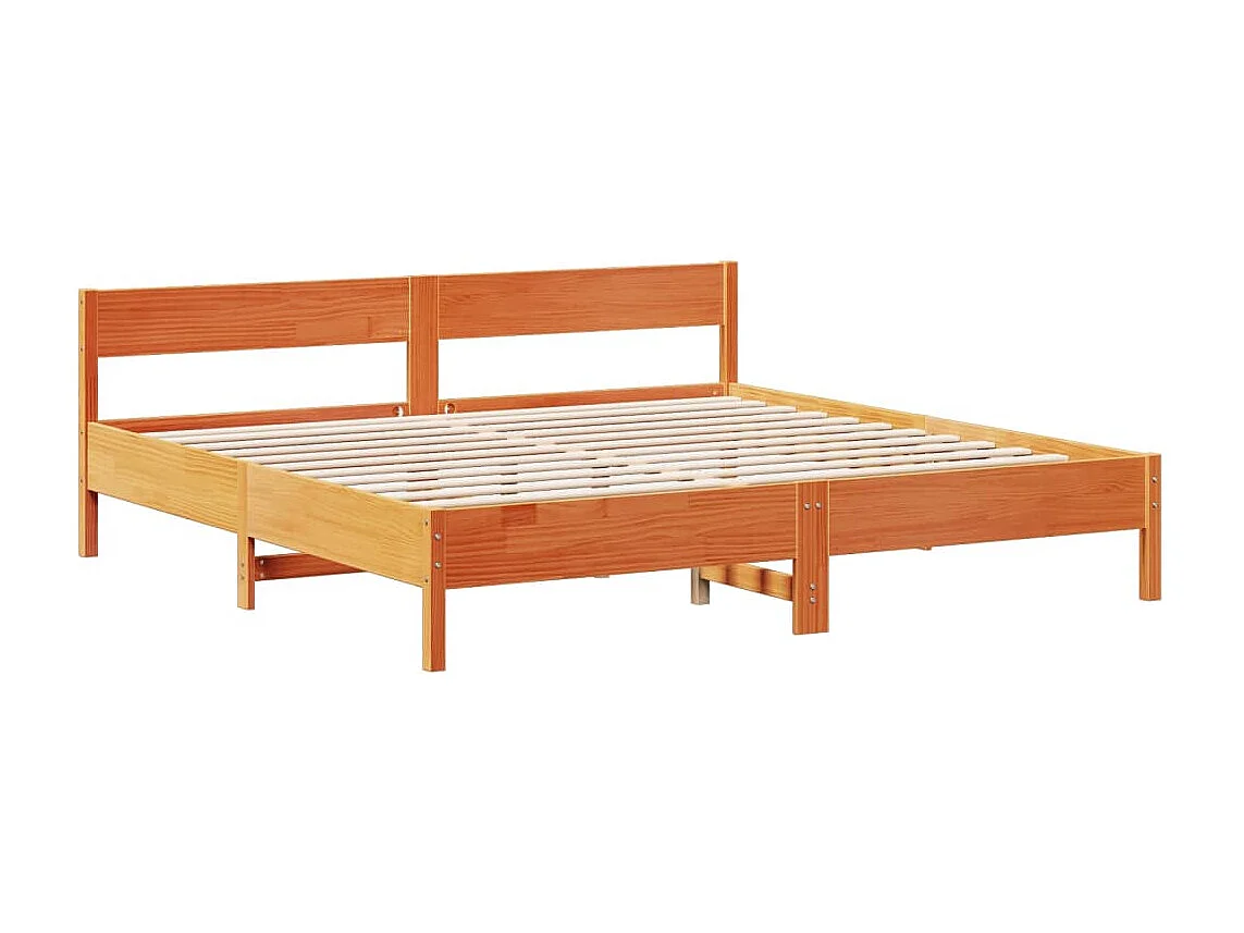 Cama con estantería sin colchón madera maciza marrón 200x200 cm