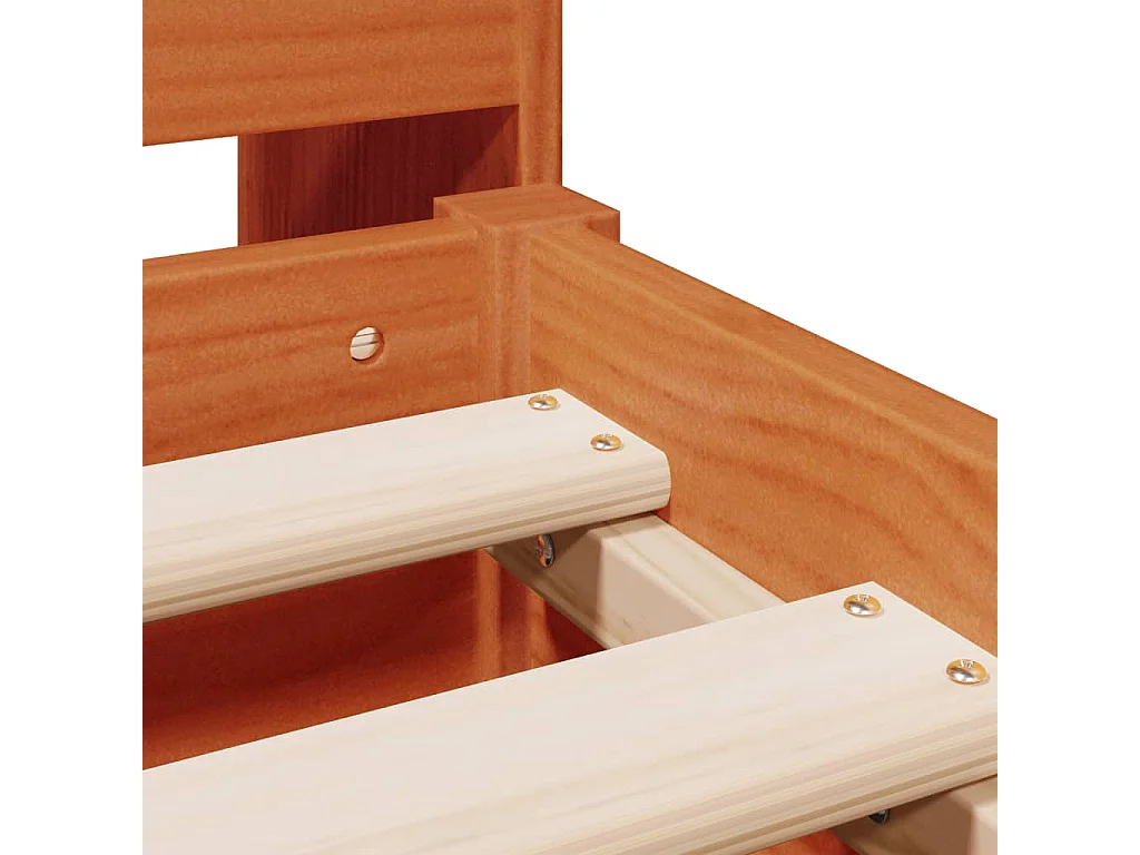 Cama con estantería sin colchón madera maciza marrón 200x200 cm