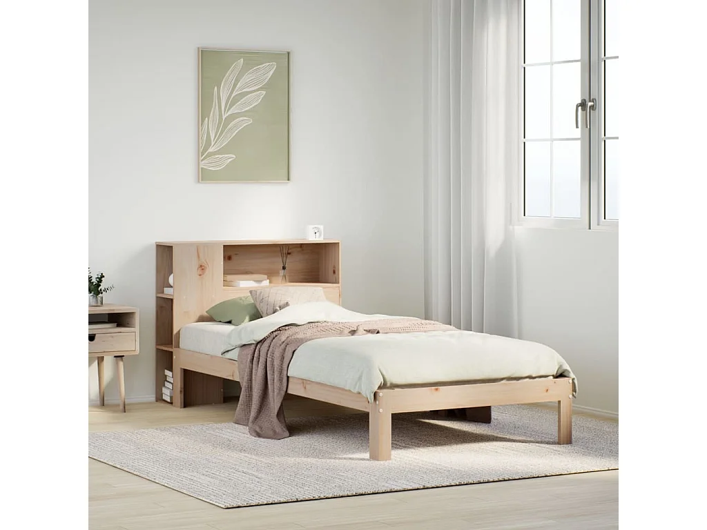 Bed met boekenkastukkenzonder matras massief grenenhout 90x190 cm