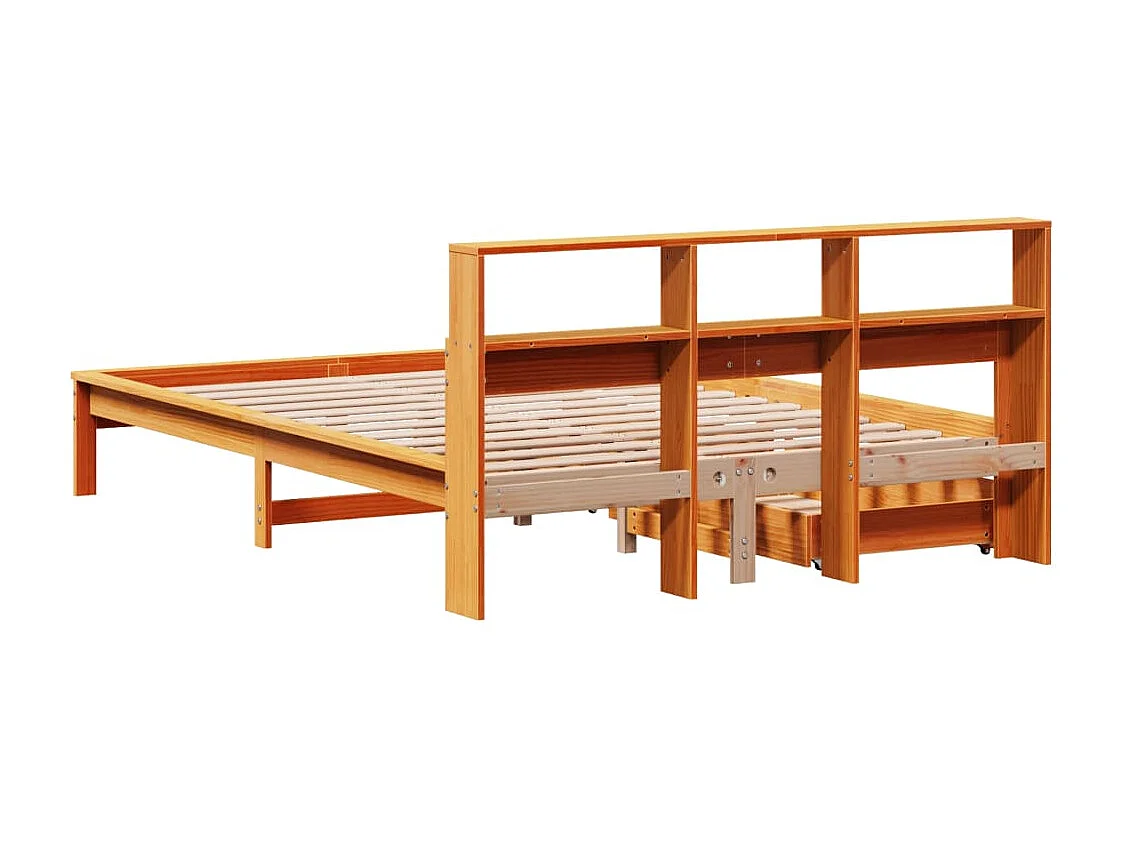 Cama com estante sem colchão 140x190 cm pinho maciço