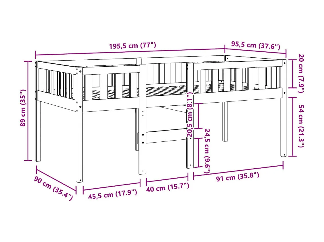 Kinderbed zonder matras massief grenenhout 90x190 cm