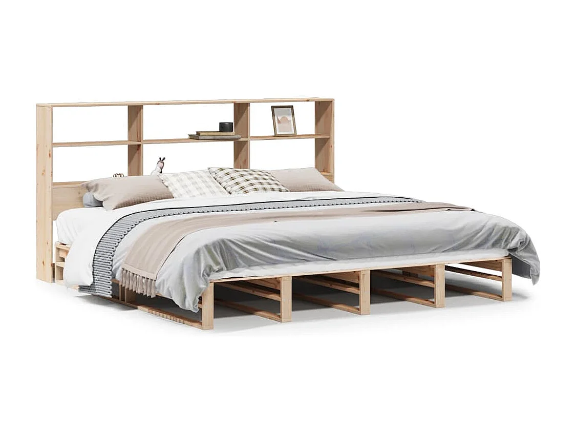 Bed met boekenkast zonder matras massief hout 180x200 cm