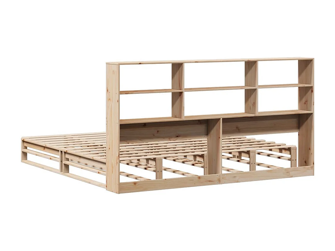 Bed met boekenkast zonder matras massief hout 180x200 cm