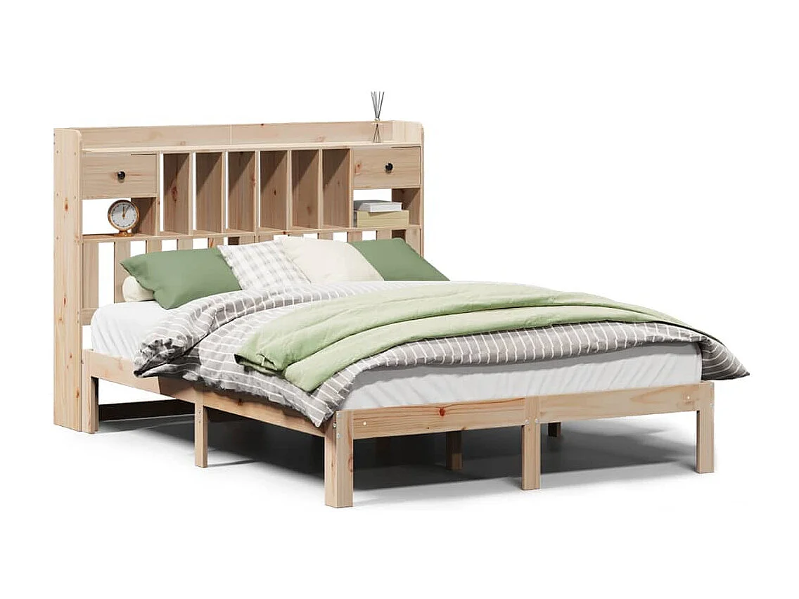 Cama com estante sem colchão 150x200 cm pinho maciço