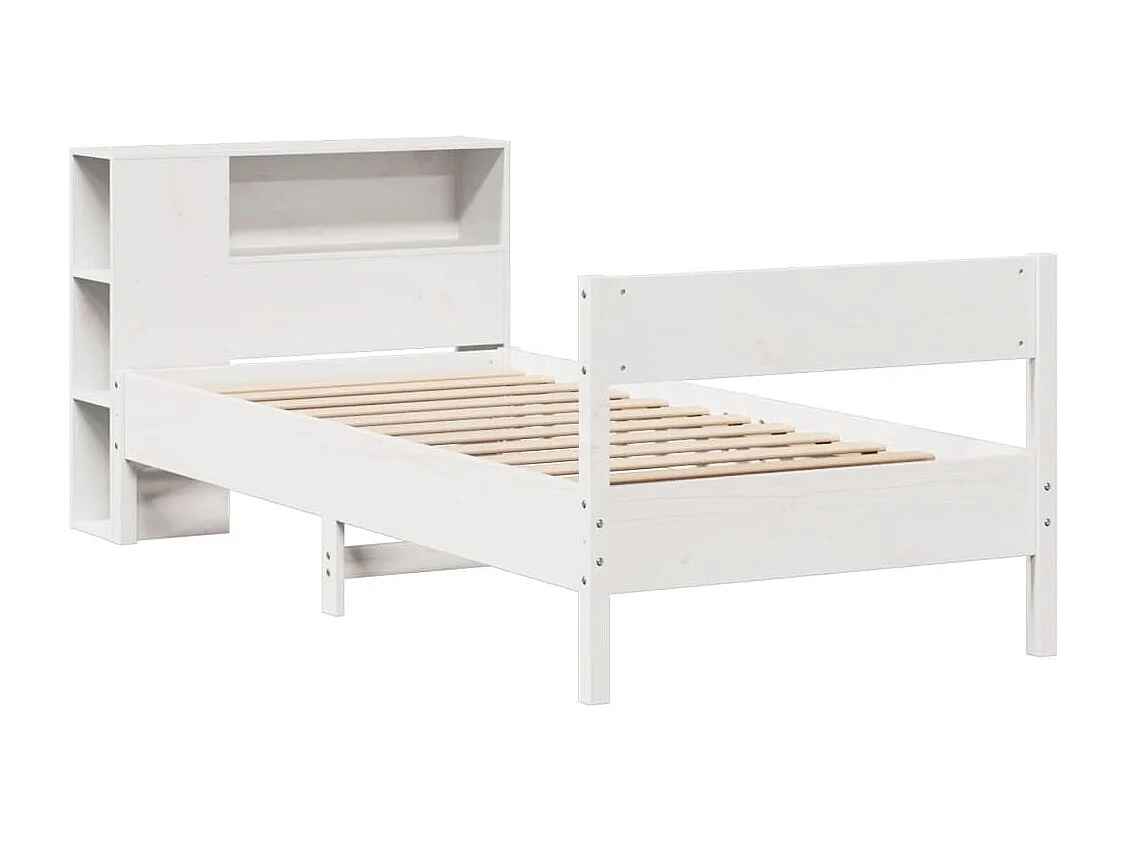 Bed met boekenkastukkenzonder matras grenenhout wit 90x190 cm