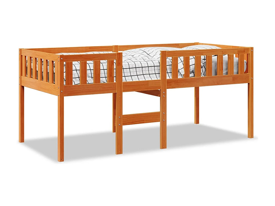 Cama de niños sin colchón madera maciza pino marrón 75x190 cm