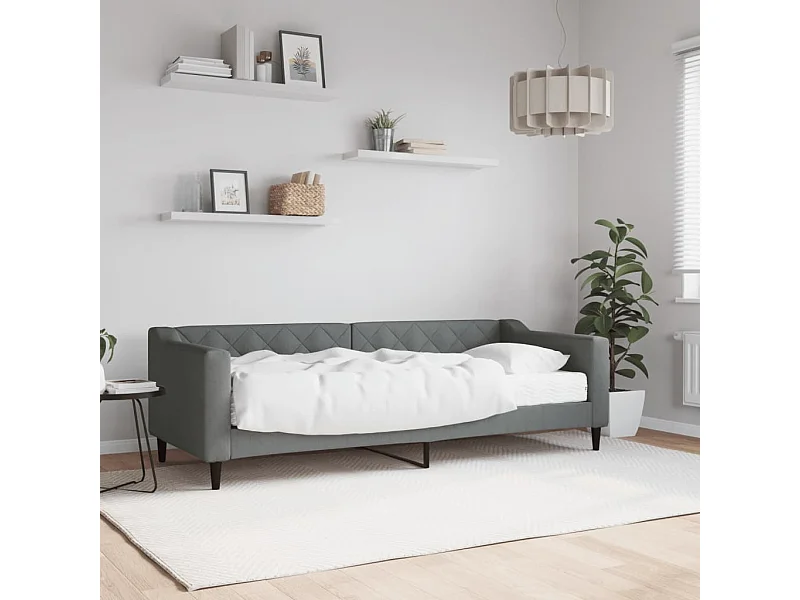 Sofá cama con colchón tela gris oscuro 80x200 cm