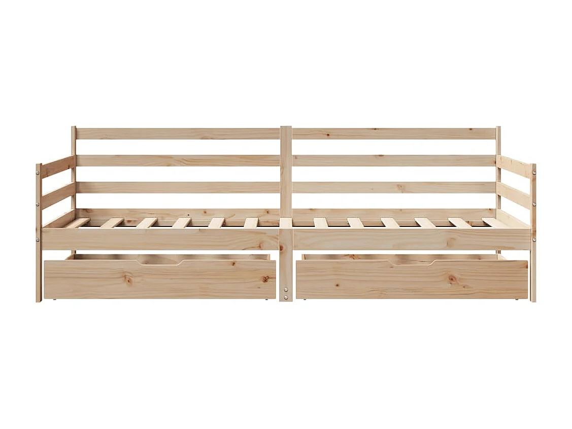 Sofá cama con cajones madera maciza de pino 90x200 cm