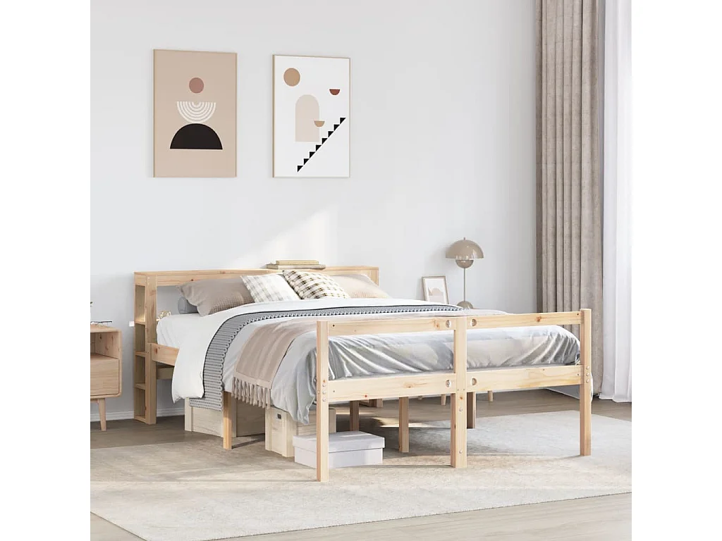 Cama para personas mayores con cabecero madera maciza 120x200cm