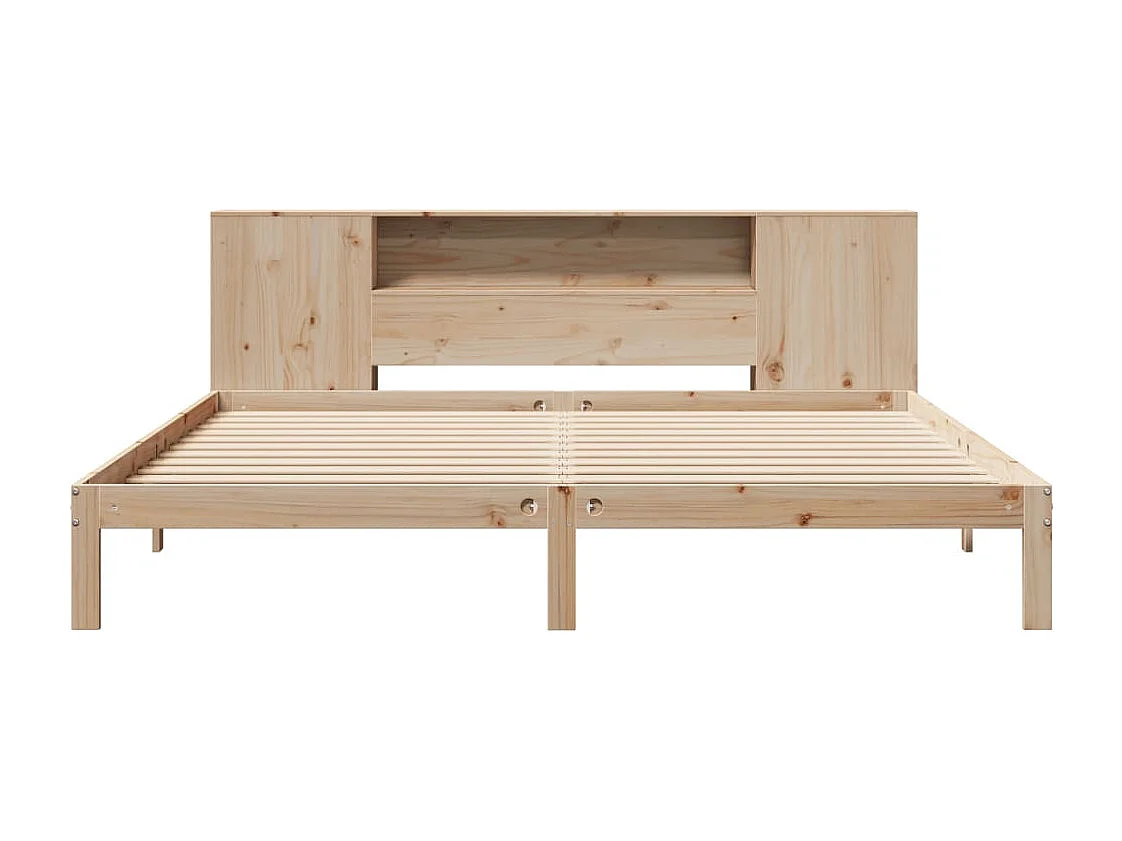 Cama con estantería sin colchón madera maciza de pino 200x200cm