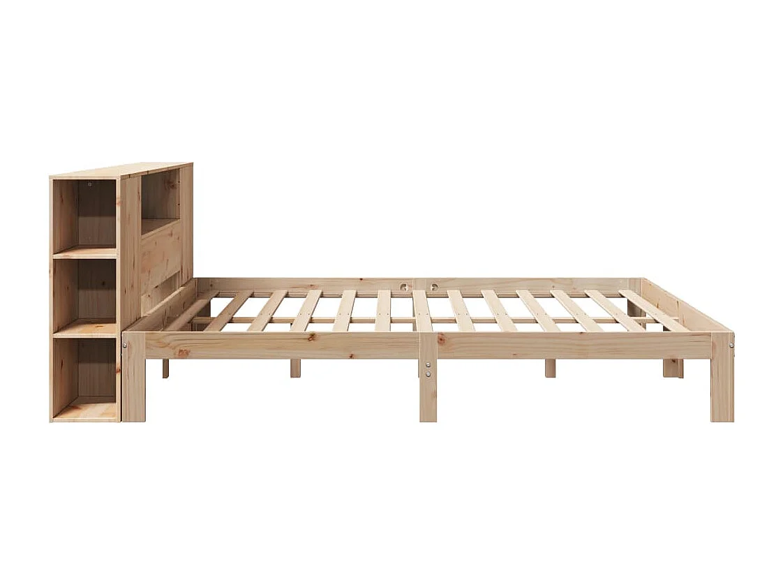 Cama con estantería sin colchón madera maciza de pino 200x200cm