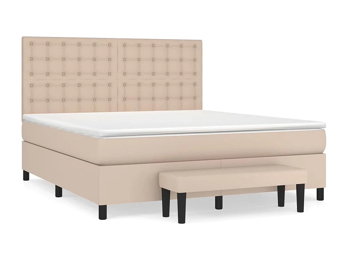 Cama box spring con colchón cuero sintético capuchino 180x200cm
