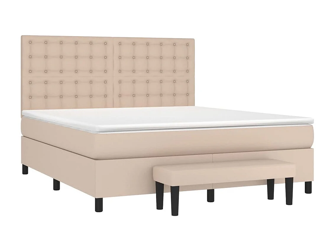 Cama box spring con colchón cuero sintético capuchino 180x200cm