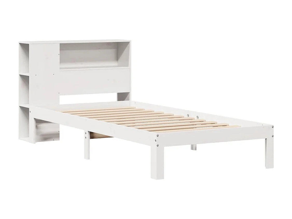 Bed met boekenkastukkenzonder matras grenenhout wit 90x200 cm