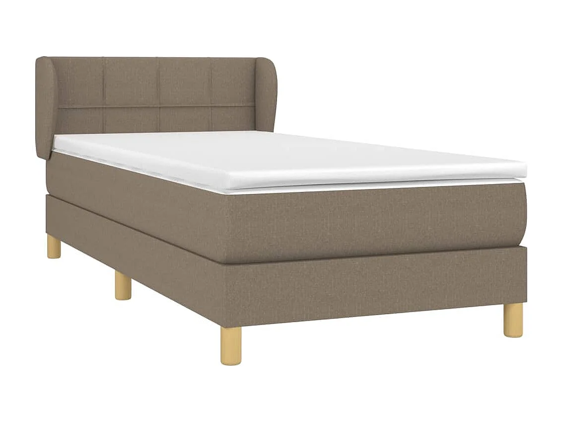 Cama box spring con colchón tela gris taupe 90x190 cm