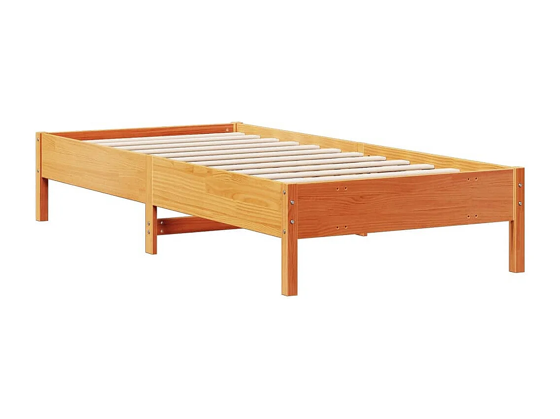 Cama con estantería sin colchón madera maciza marrón 100x200 cm