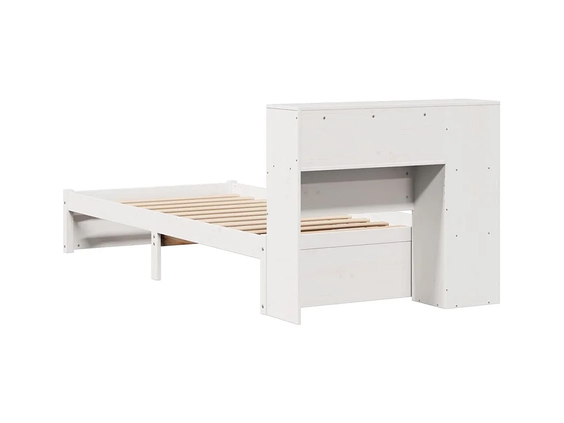 Bed met boekenkastukkenzonder matras grenenhout wit 75x190 cm