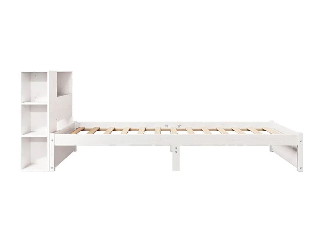Cama com estante sem colchão 75x190 cm pinho maciço branco