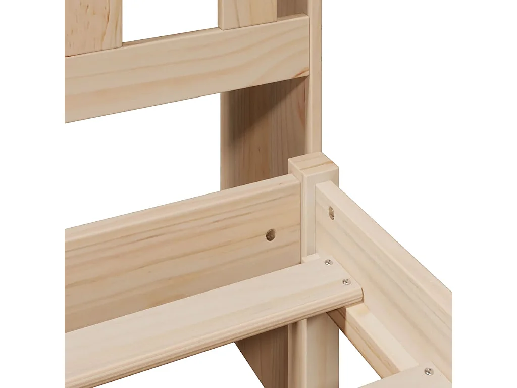 Cama con estantería sin colchón madera maciza de pino 140x190cm