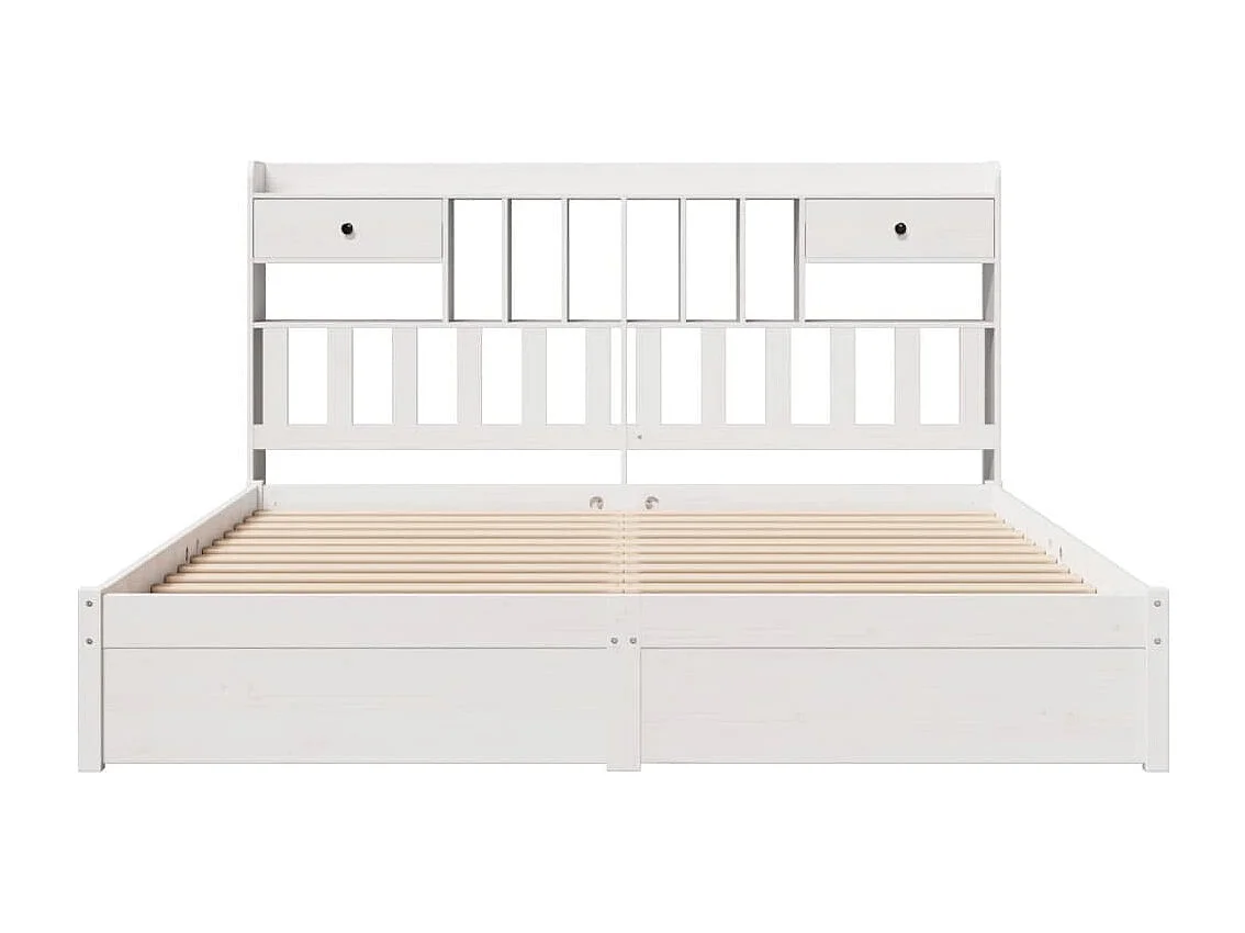 Cama con estantería sin colchón madera maciza blanca 180x200 cm