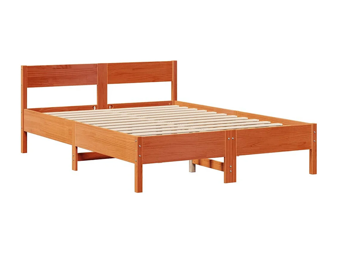 Cama con estantería sin colchón madera maciza marrón 160x200 cm