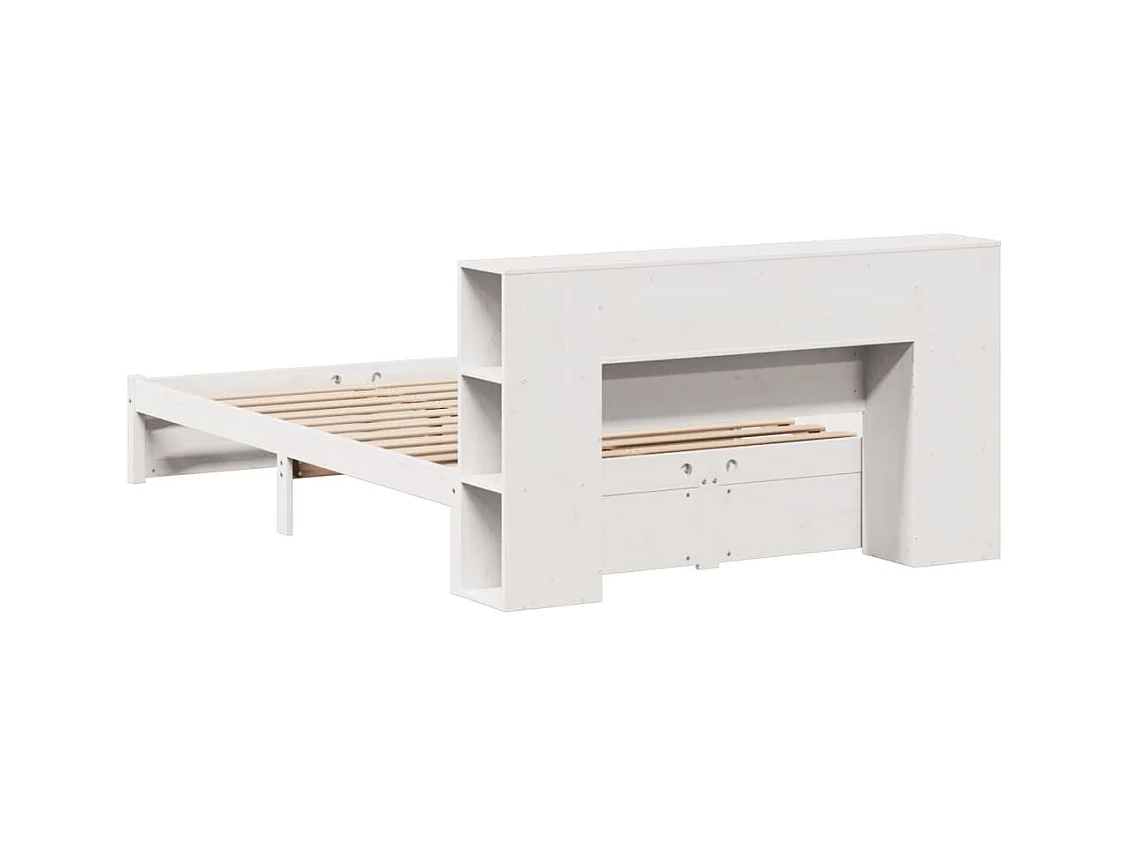Bed met boekenkast zonder matras grenenhout wit 160x200 cm