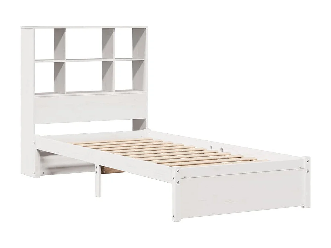 Cama com estante sem colchão 90x190 cm pinho maciço branco
