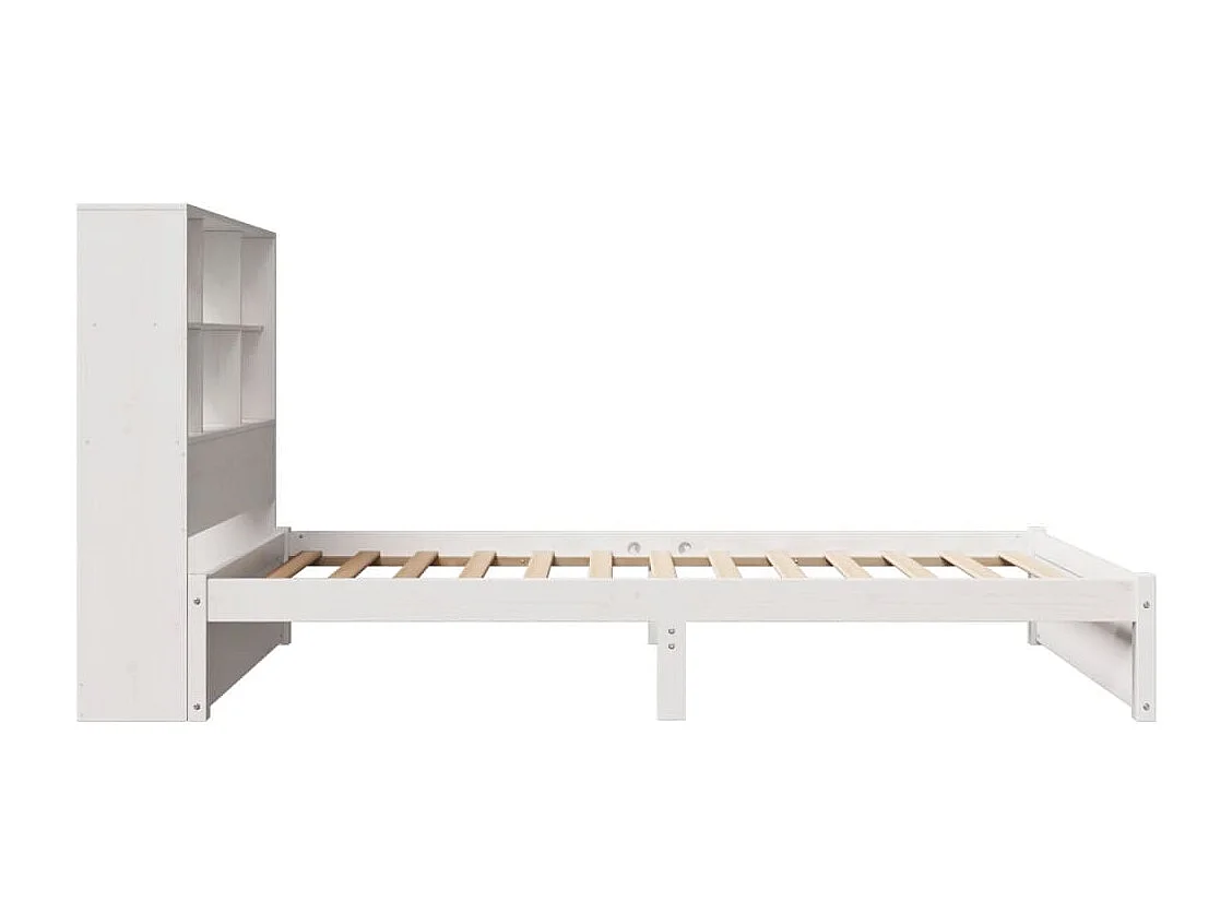 Cama com estante sem colchão 90x190 cm pinho maciço branco