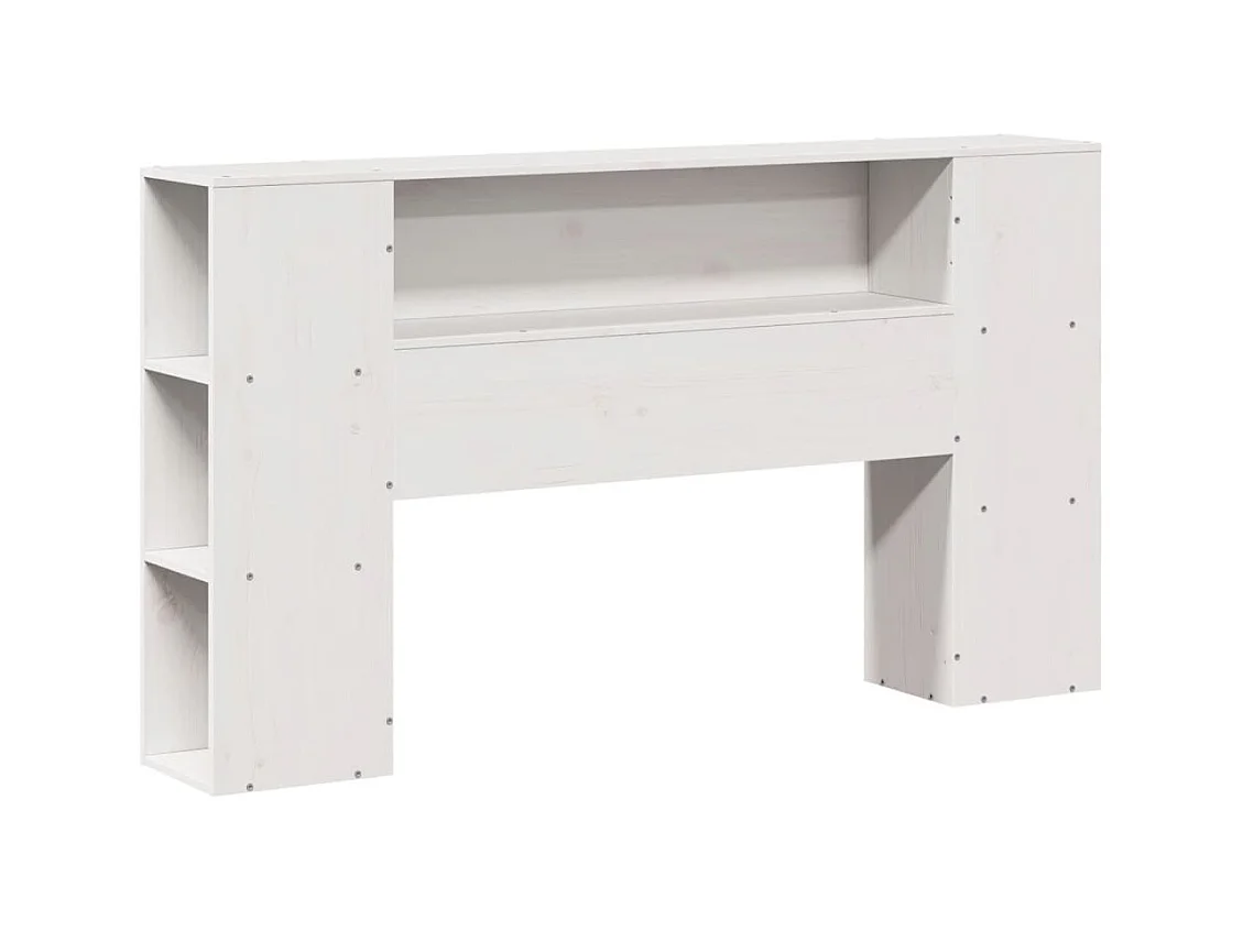 Cama con estantería sin colchón madera maciza blanca 160x200 cm