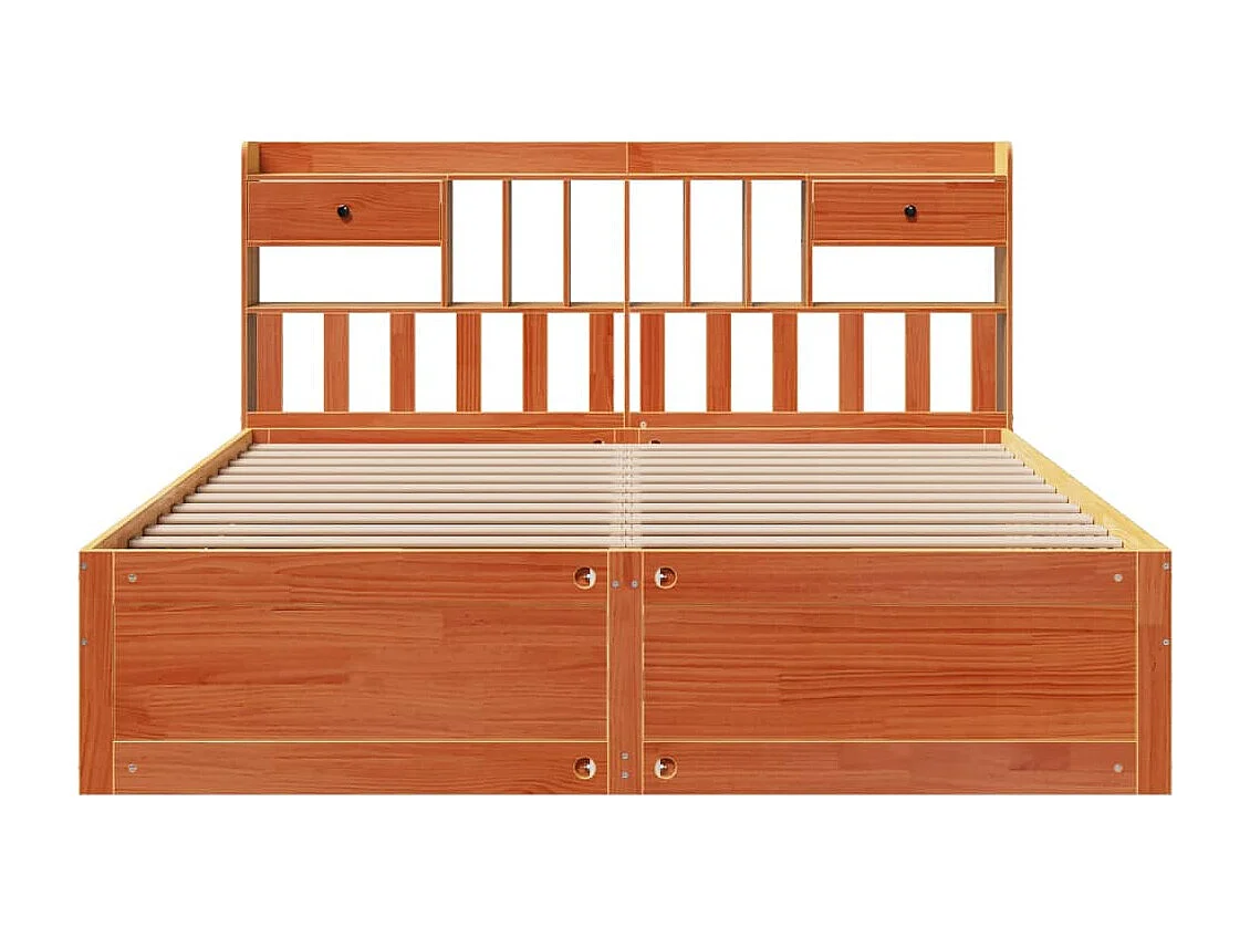 Cama con estantería sin colchón madera maciza marrón 180x200cm