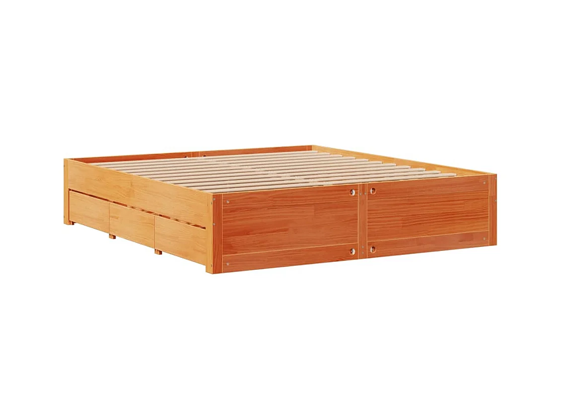 Bed met boekenkast zonder matras grenenhout wasbruin 180x200 cm