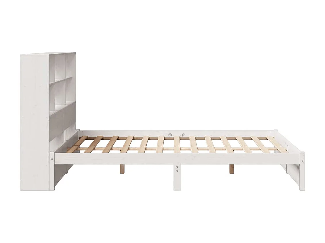 Bed met boekenkastukkenzonder matras grenenhout wit 140x190 cm