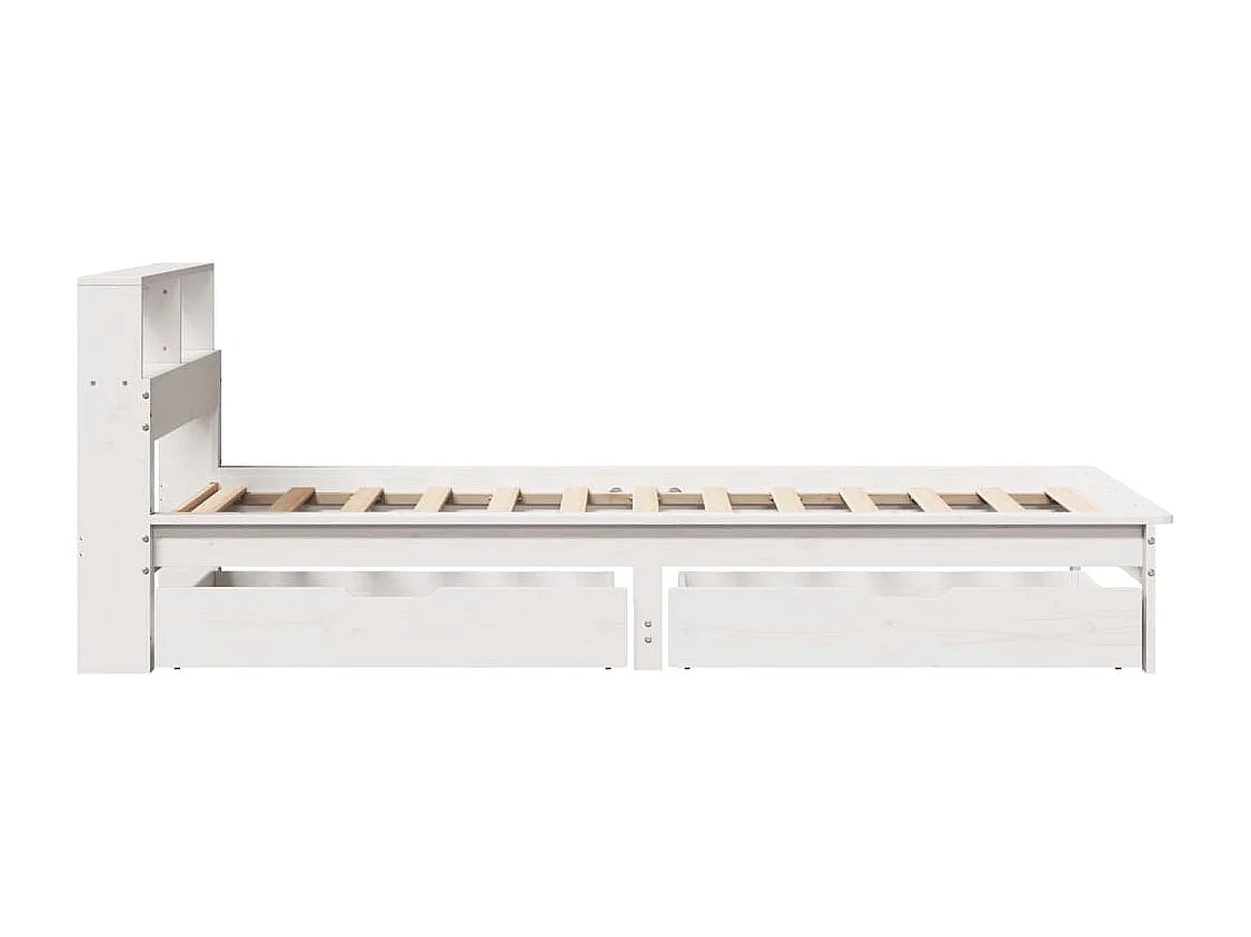 Bed met boekenkastukkenzonder matras grenenhout wit 90x200 cm