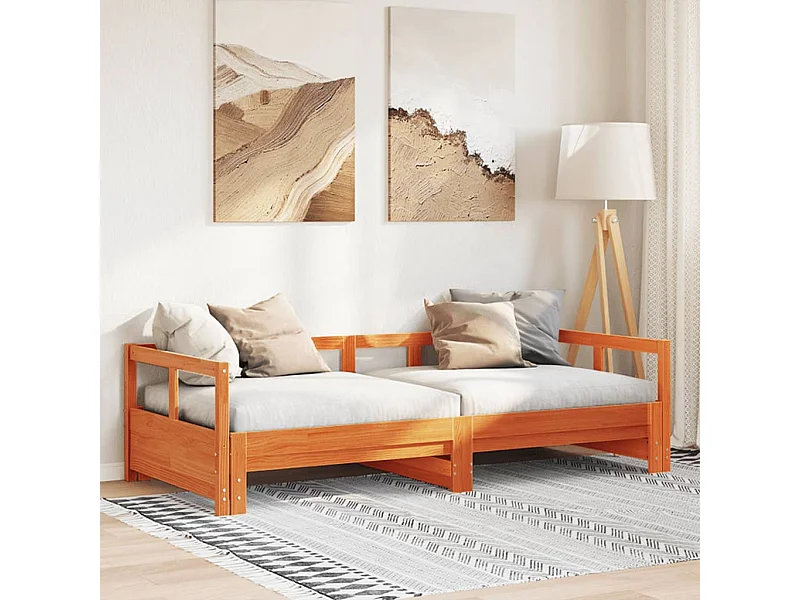 Sofá-cama sem colchão 90x190 cm pinho maciço castanho-mel