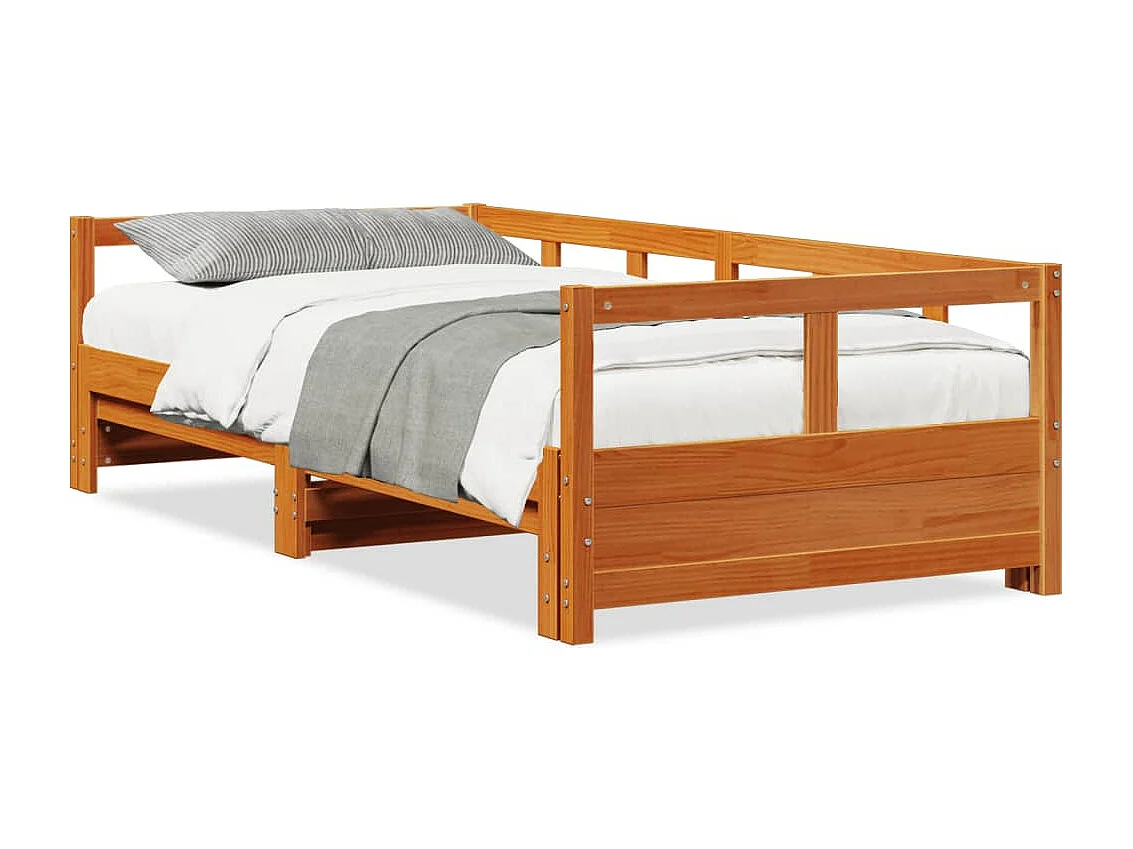 Slaapbank zonder matras 90x190 cm massief grenenhout wasbruin