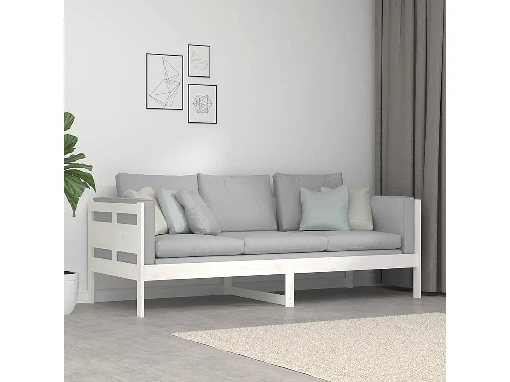 Sofá-cama 80x200 cm madeira de pinho maciça branco