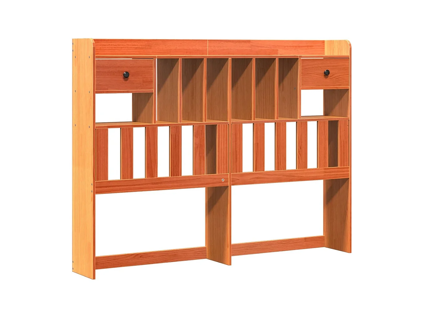Bed met boekenkast zonder matras grenenhout wasbruin 150x200 cm
