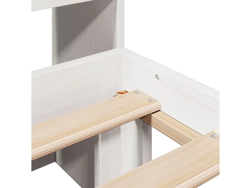 Bed met boekenkastukkenzonder matras grenenhout wit 120x200 cm