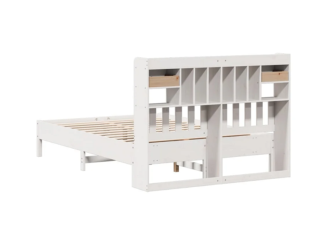 Bed met boekenkast zonder matras grenenhout wit 150x200 cm